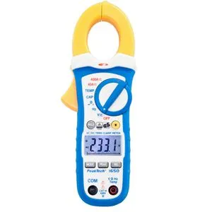 PeakTech 1650 – True RMS Stromzange 400A AC/DC - Multimeter für präzise Strommessungen bis 400A, mit berührungsloser Spannungsmessung und beleuchtetem Display für optimale Sichtbarkeit.