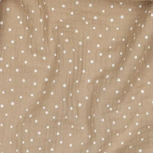 MAGAM-Stoffe Paul Musselin Mulltuch Kinder Baumwollstoff Oeko-Tex Meterware 50cm (Pünktchen beige)