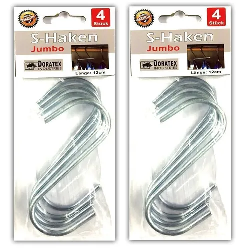 8x Edelstahl S-Haken 12 cm | Haken | Küchenhaken | Metallhaken | Relinghaken