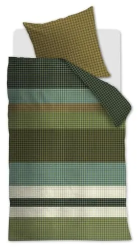 Beddinghouse Bettwäsche JUNO Biber 135x200 cm - Grün - Bettwäsche aus 100% Baumwolle, besonders weich und warm für kalte Nächte, ideal für ein gemütliches Schlafzimmer.