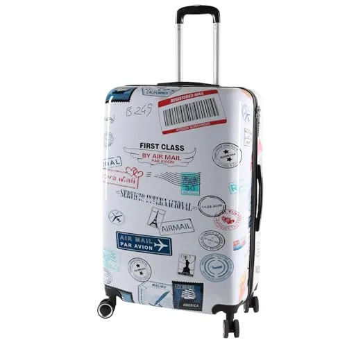 H4L Reisekoffer Hartschalenkoffer Größe L Weiß 77x50x29cm - Robuster Hartschalenkoffer aus hochwertigem Polycarbonat mit modernem Design. Ideal für Reisen, leicht und komfortabel mit Teleskopgriff und 4 Leichtlaufrollen.