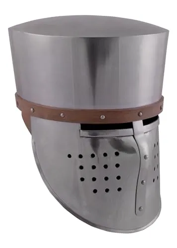 Kreuzfahrer-Topfhelm aus 2 mm Stahl, Gr. L in silber von Battle-Merchant