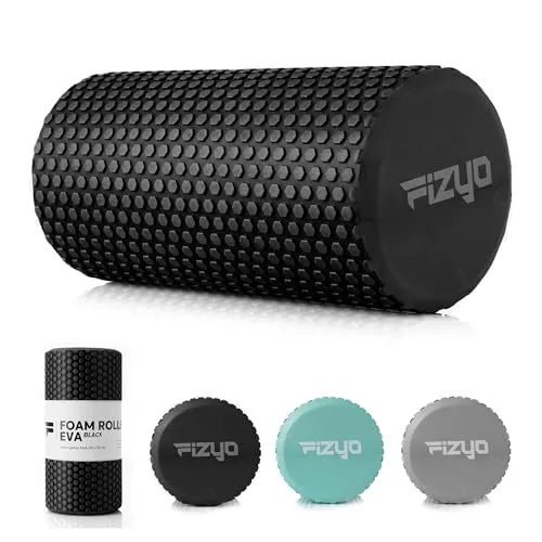 FIZYO Faszienrolle Wirbelsäule Foam Roller 30 x 15 cm Pilates Rolle | Yoga Rolle & Faszienrolle Oberschenkel für Beine, Rücken und Wirbelsäule – Schaumstoffrolle mit Noppen, Schwarz