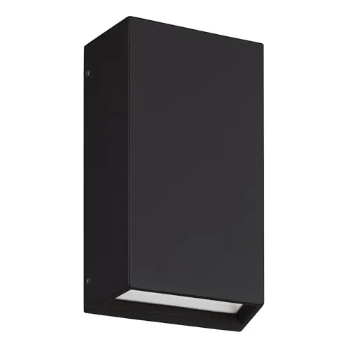 EGLO Spongano schwarz 900886 - Moderne LED Außen-Wandleuchte - Gartenbeleuchtung: Minimalistisches Design mit schaltbaren Lichtfarben (3000K-6500K) und IP65 Schutz für zuverlässige Nutzung im Freien.