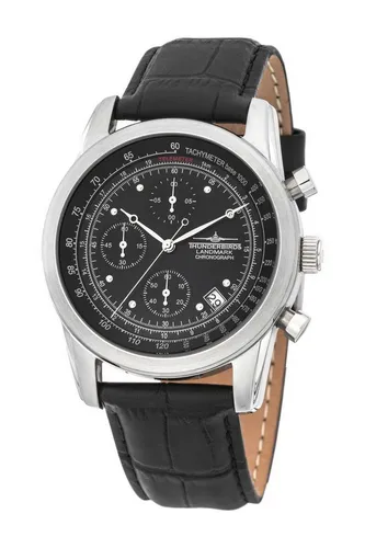 Thunderbirds Chronograph Landmark Fliegeruhr TB1001-03 – Präzise Herrenuhr im Fliegerdesign - Hochwertige Quarz-Chronographen-Uhr mit 42 mm Edelstahlgehäuse, Stoppfunktion und schwarzem Krokolederarmband. Ideal für stilbewusste Herren, die Wert auf Funktionalität und Design legen.