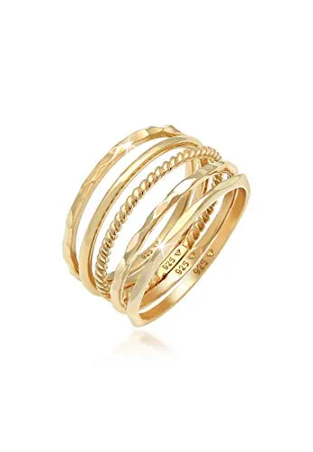 Elli Ring Damen Set Stacking Minimal Trend in 925 Sterling Silber - Ringe für Damen aus hochwertigem 925 Sterling Silber, handgefertigt und anlaufgeschützt – das perfekte Geschenk für jeden Anlass!