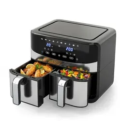 COSTWAY Heißluftfritteuse 2100W mit 2 Kammern