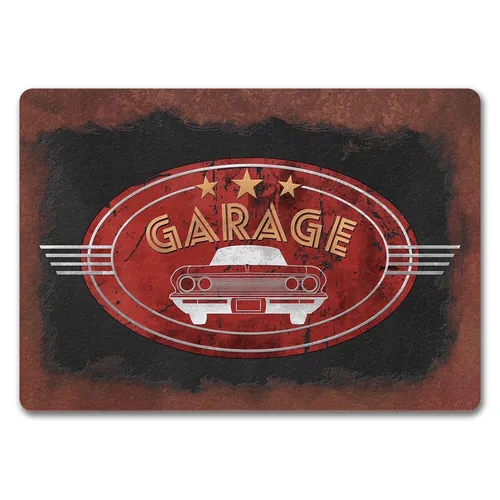 Garage Fußmatte in 35x50 cm ohne Rand in Metalloptik mit Automotiv