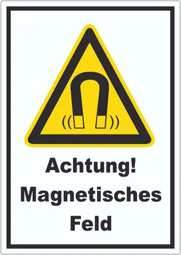 HB-Druck Aufkleber Achtung Magnetisches Feld Aufkleber, wetterfest, UV-beständig, kratzfest