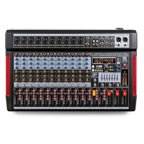 Power Dynamics PDM-T1204-12-Kanal-Mischpult mit Bluetooth, 380 Effekten, MP3-Player und mehr
