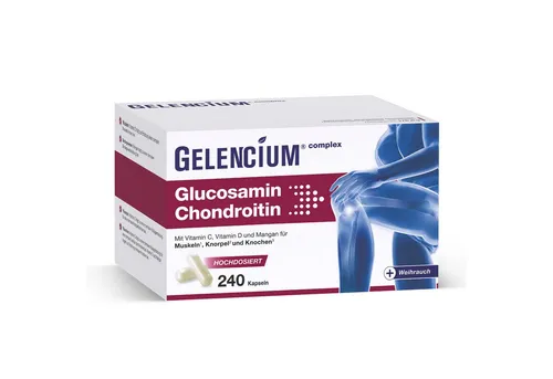GELENCIUM Glucosamin Chondroitin hochdos. Vit C - Hochwertiges Nahrungsergänzungsmittel für Gelenkgesundheit, mit Vitamin C, D und Mangan für optimale Knorpelfunktion
