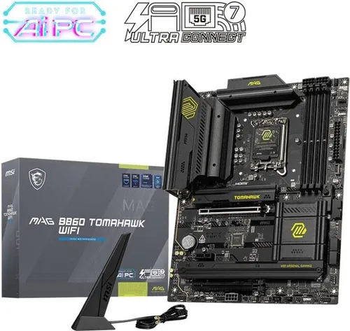 MSI MAG B860 TOMAHAWK WIFI - Mainboard mit WLAN - Mainboard für Intel-Prozessoren (LGA 1851) im ATX-Format, bietet integriertes WLAN für eine kabellose Verbindung und hohe Leistung.
