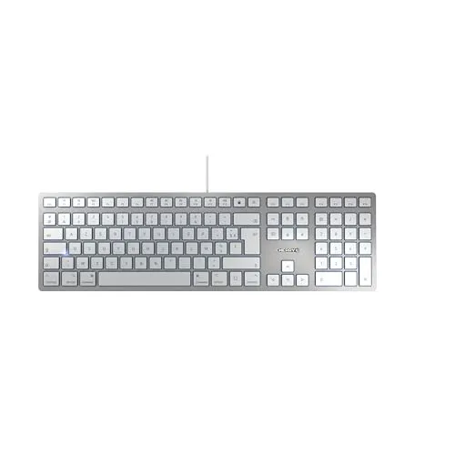 CHERRY KC 6000 SLIM FOR MAC - Kabelgebundene Mac-Tastatur - Ultraflache Tastatur im französischen Layout (AZERTY) mit flüsterleisen Tasten und 1,8 m Kabel für optimale Flexibilität. Perfekt für produktives Arbeiten am Mac.