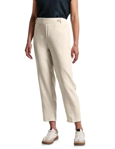 STREET ONE Damen A379441 Chino mit Knopfdetail, Silkstone White, 40W / 28L - Chino im Casual Fit mit High Waist und Slim Legs, elastischer Bund hinten für optimalen Tragekomfort. Perfekt für lässige Outfits.