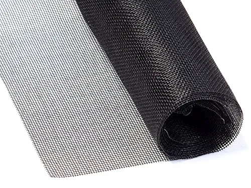 infactory Fliegengitter Fenster: Insektenschutzgitter aus UV-beständigem Fiberglas, 100x250 cm, schwarz (Mückengitter, Fliegengitter für Fenster-Rahmen, Klettband)