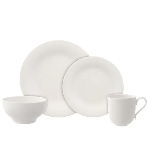 Villeroy & Boch Geschirr-Set New Cottage Basic Starter-Set 8-teilig - Geschirr-Set für 2 Personen aus hochwertigem Porzellan, ideal für jeden Anlass, spülmaschinen- und mikrowellengeeignet – perfekt für entspannte und festliche Mahlzeiten.