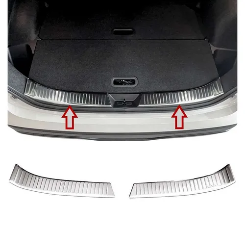 RECAMBO Ladekantenschutz für Nissan Qashqai ab BJ 2021 - Abdeckblenden für perfekten Schutz und exklusive Optik. Hergestellt aus hochwertigem V2A Edelstahl, 100% passgenau mit einfacher Montage dank vormontiertem Klebeband.