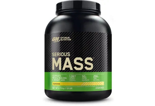 Optimum Nutrition Serious Mass 2730g - Banana Geschmack - Sportnahrung mit über 1200 Kcal pro Portion, 50g Protein und 250g Kohlenhydraten für effektiven Muskelaufbau und schnelle Regeneration.
