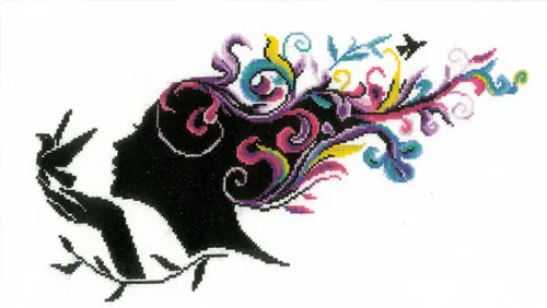 Lanarte Kreativset Lanarte PN-0144519 Mädchen mit Blumenhaar Kreuzstichpackung, (Set, embroidery Kit), Made in Europe