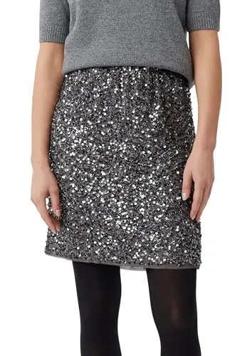 comma Webrock grau Größe 40 - Eleganter Rock aus 100% Polyester, ideal für schicke Anlässe und bequemes Tragen bei 30°C Feinwäsche.