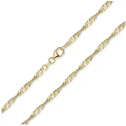 Materia Goldene Halskette Damen aus 925 Silber - Elegante 45cm lange Singapurkette aus 925 Sterling Silber, vergoldet und diamantiert. Ideal für Kettenanhänger und als stilvolles Geschenk in hochwertiger Schmuckschachtel.