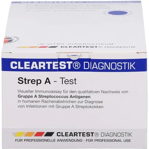 CLEARTEST 02886433 Strep A Kassettentest - Klinische Diagnosetest-Sets für den schnellen Nachweis von Streptokokken der Gruppe A in Rachenabstrichen. 20 Tests in Premium-Qualität für zuverlässige Ergebnisse.