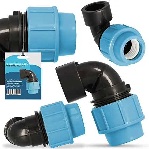 PE Rohr Winkel 90° Bogen PN16 (32 mm x 1'' IG) Kupplung Fitting Wasserrohrbogen L-Stück Bewässerungssystem Wasserleitung Wasserrohr Verbinder Garten Versorgungsleitung Pipeline Sprinklersystem