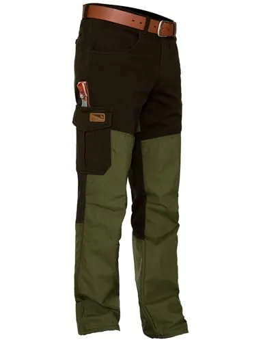 La Chasse® Herren Jagdhose Durchgehhose mit Cordura® | Robuste Outdoorhose Oliv/grün | wasserabweisend, atmungsaktiv & elastisch | Survivalhose für Jäger & Hundeführer