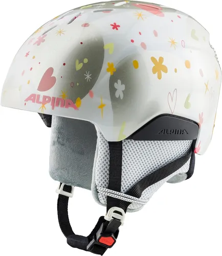 Alpina Pizi Kinderskihelm - pearlwhite hearts gloss - Ski- & Snowboardhelme, sicherer Kopfschutz für Kinder mit einstellbarer Passform und stylischem Design in pearlwhite-gloss.