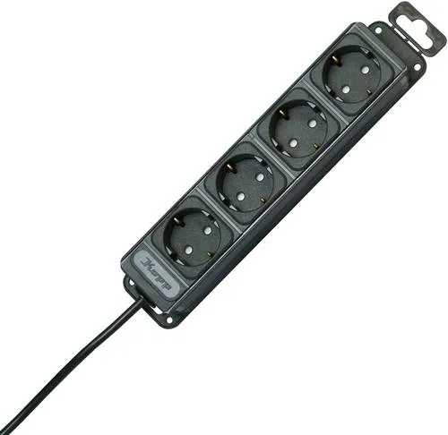 Kopp 127115016 Steckdosenleiste 4fach Anthrazit - Steckdosenleiste mit 4 Schutzkontakt-Steckdosen, erhöhtem Berührungsschutz und elegantem anthrazitfarbenem Design, ideal für sicheres und stylisches Strommanagement.