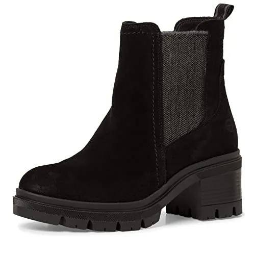 Tamaris Damen Chelsea Boots, Frauen Stiefeletten,TOUCHit-Fußbett,flach,Boots,Stiefel,Bootee,Booties,halbstiefel,Kurzstiefel,Black,38 EU