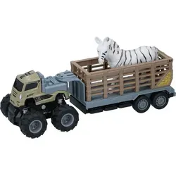 in 1-Spielzeug Tiertransporter mit Zebra, Zugmaschine mit Friktionsantrieb und Anhänger mit Gatter 2