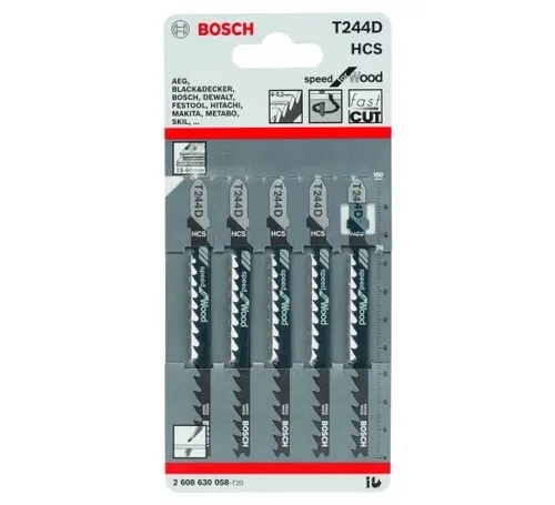 Bosch Stichsägeblatt T244D 5er Pack Speed for Wood Kurvenschnitte Holz