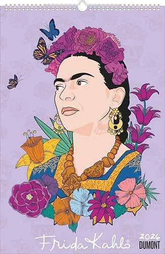 DUMONT - Frida Kahlo 2026 – Wandkalender 33x50 cm – Posterkalender mit ikonischen Motiven & deutschem Kalendarium, Kunstkalender für Zuhause