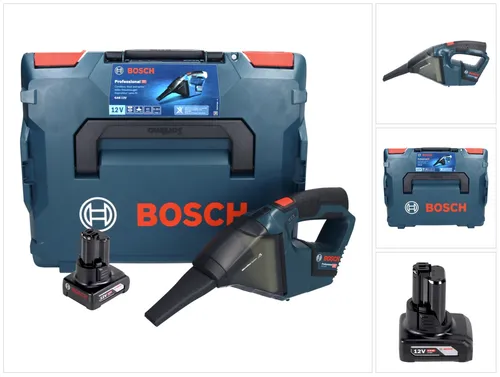 Bosch GAS 12V Professional Akku Staubsauger mit 6,0 Ah Akku - Komfortabler Akku Staubsauger für professionelle Anwendungen, kompakt und leistungsstark, ideal für enge Räume und schnelle Reinigung.
