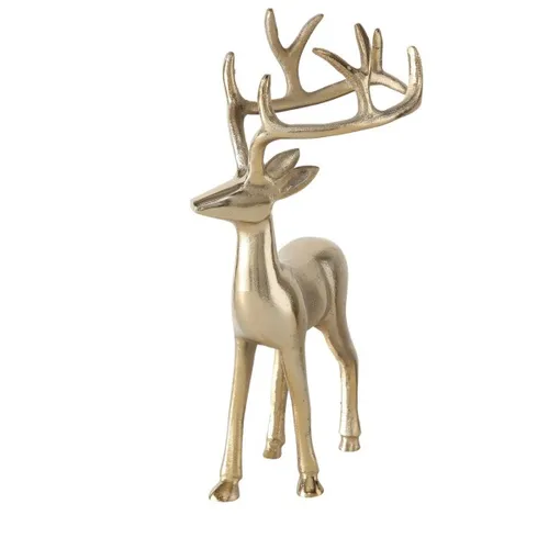 Boltze Figur Thielo Hirsch, 34 cm hoch, gold - Elegante Weihnachtsdekoration in Form eines goldenen Hirsches. Perfekt für festliche Anlässe und eine stilvolle Atmosphäre.