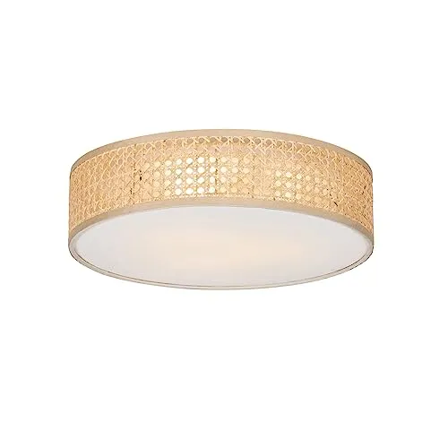 QAZQA Tromma 3-flammige Deckenleuchte aus Rattan von QAZQA