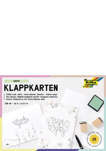 folia Klappkarte 190 g/qm DIN A6 weiß 25 Stück