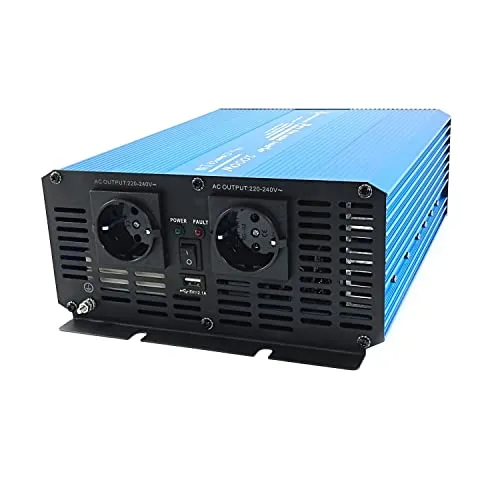 SOLARTRONICS TS2000 Spannungswandler 24V 230V Reiner Sinus 2000W/4000W Wechselrichter 24V auf 230V Stromwandler mit USB-A Anschluss und AC Steckdose