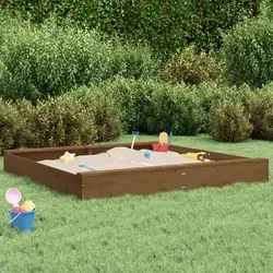vidaXL Sandkasten mit Sitzen Honigbraun - Quadratisch aus massivem Kiefernholz - Sandkasten für Kinder (2-8 Jahre) aus robustem Kiefernholz mit bequemen Sitzflächen. Ideal für kreatives Spielen und fördert die motorischen Fähigkeiten.