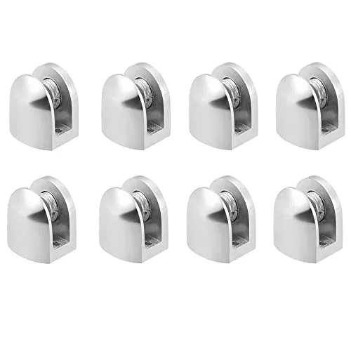 Spldsun 8 Pcs Glasklemme, Verstellbare Glashalter, Solide Zinklegierung Glashalterung, Klemmbefestigung für 6-10 MM dickes Glas und Acrylglas (10mm)