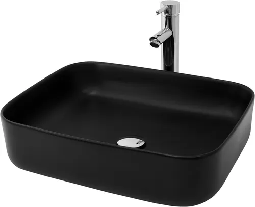 ML-Design Waschbecken aus Keramik in Schwarz Matt - Badezimmer Tischwaschbecken mit modernem, eleganten Design und pflegeleichter, kratzfester Keramikoberfläche für eine einfache Reinigung und lange Lebensdauer.