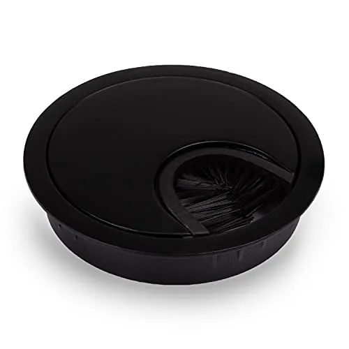 NOVAATO Schreibtisch Kabeldurchführung mit Bürstendichtung 2er Set, Kabelaufroller Loch-Abdeckung für Computer, Organizer Kabelmanagement Organizer für Haus- & Büro, Arbeitstische, 60 mm (Schwarz)