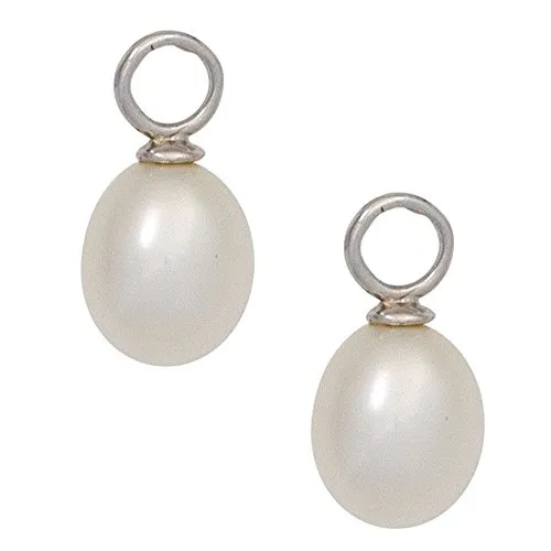 Einhänger Anhänger für Creolen Süßwasser Perlen & 925 Silber glänzend Damen