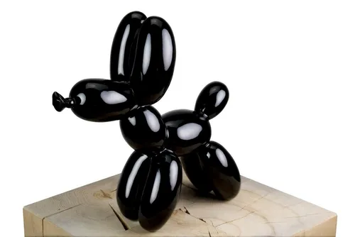 KUNSTLOFT Dekofigur Losgelöst - Handgefertigte Hunde-Skulptur - Dekofiguren in edlem Schwarz, die handgefertigte Figur 'Losgelöst' sorgt für ein Lächeln und ist ideal für Kinderzimmer. Ein einzigartiges Kunstwerk ohne Sockel, das die Fantasie anregt.