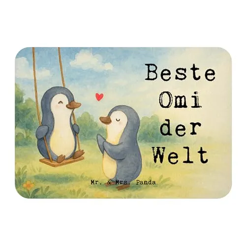 Mr. & Mrs. Panda Magnet Pinguin Beste Omi der Welt Design - Geschenk, Geburtstag, Mitbringsel, Pinnwandmagnet, Kühlschrankmagnet, Oma, Kleinigkeit, Geschenkidee, wandmagnet, Bester, holzmagnet