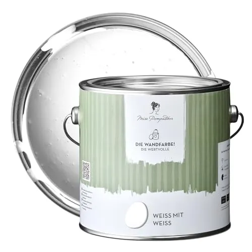 MissPompadour stumpfmatte Wandfarbe Weiß mit Weiß 2.5 L, für Innen