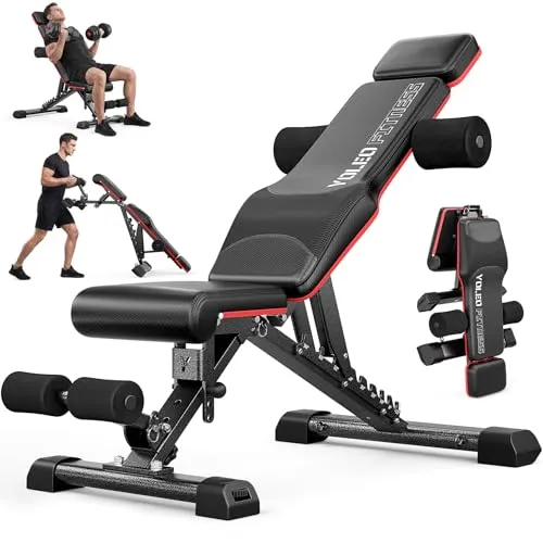 YOLEO Hantelbank Verstellbar bis 1050KG, ENISO-zertifizierte Fitnessbank für Home Gym, Schrägbank, Flachbank und Negativbank für Bankdrücken, 90% Vormontiert