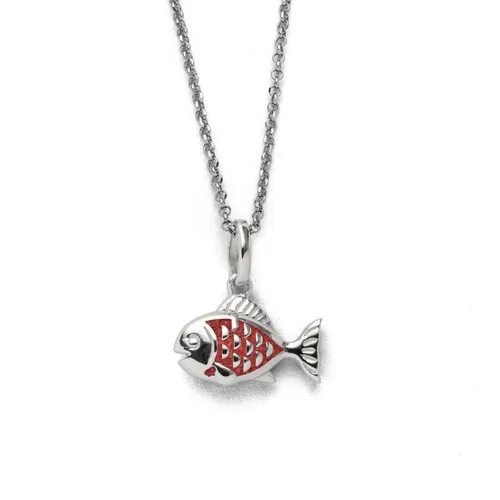 DUR Schmuck Kette FISCH Koralle 2.0 Silber 925/- rhodiniert 45cm (K2994) - Elegante Halskette aus rhodiniertem Sterlingsilber mit maritimem Fischdesign. Ideal für den täglichen Einsatz oder besondere Anlässe.