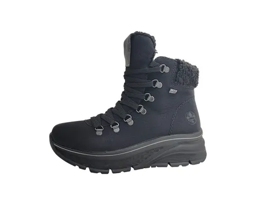 Rieker Damen 48034 Schnürstiefel, Schwarz, 39 EU - Wanderschuhe mit wasserabweisender TEX-Membran, auswechselbarer Einlegesohle und extra leichter Laufsohle für optimalen Tragekomfort.